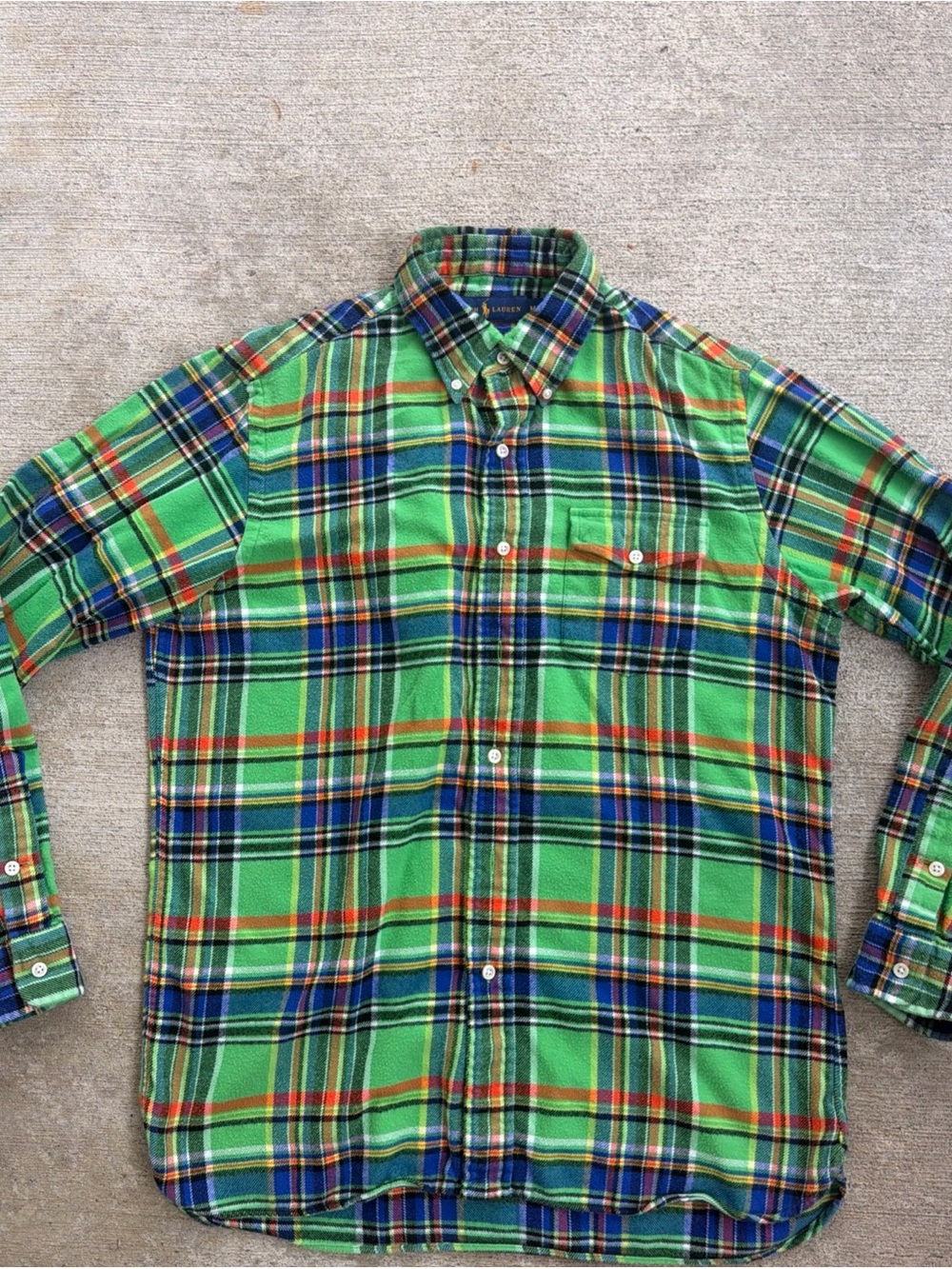 Lauren Ralph Lauren Green Plaid Button-Down Shirt Men size M